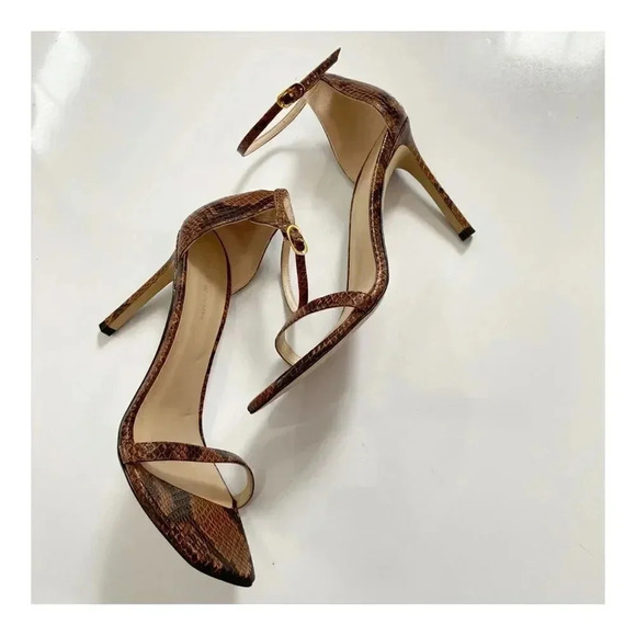 NEW Stuart Weitzman Amelina 95 Strappy Heeled Snake Sandal size 8.5 - Picture 4 of 9